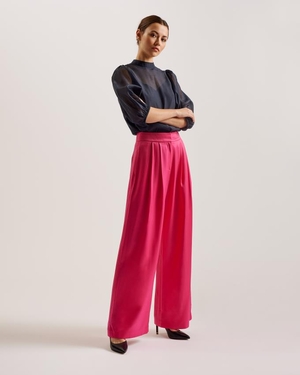 Pantalon Ted Baker Satin Wide Leg Tailored Rose Clair Femme | OLZ-33068765